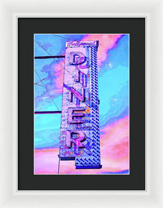 Diner Sign - Bright - Framed Print