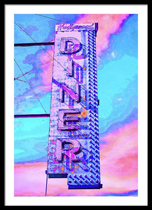 Diner Sign - Bright - Framed Print