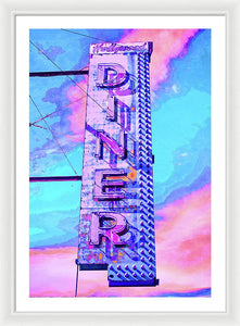 Diner Sign - Bright - Framed Print