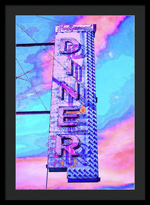 Diner Sign - Bright - Framed Print