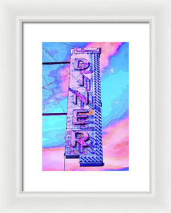 Diner Sign - Bright - Framed Print