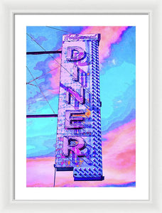 Diner Sign - Bright - Framed Print