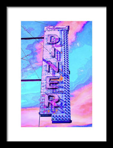 Diner Sign - Bright - Framed Print