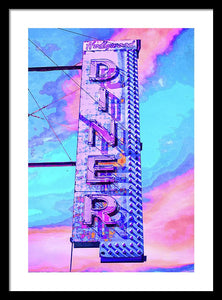 Diner Sign - Bright - Framed Print