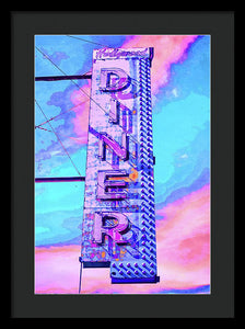 Diner Sign - Bright - Framed Print