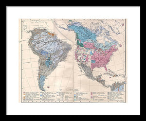 Old Ethnic Map Of The Americas 1880 - Framed Print