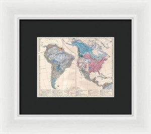 Old Ethnic Map Of The Americas 1880 - Framed Print