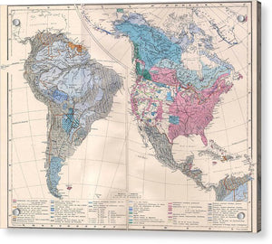 Old Ethnic Map Of The Americas 1880 - Acrylic Print