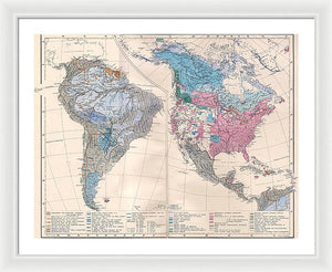 Old Ethnic Map Of The Americas 1880 - Framed Print