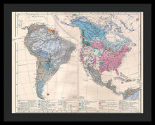 Load image into Gallery viewer, Old Ethnic Map Of The Americas 1880 - Framed Print