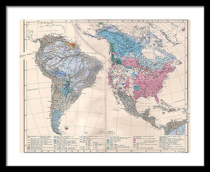 Old Ethnic Map Of The Americas 1880 - Framed Print