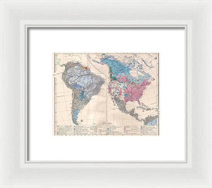 Old Ethnic Map Of The Americas 1880 - Framed Print