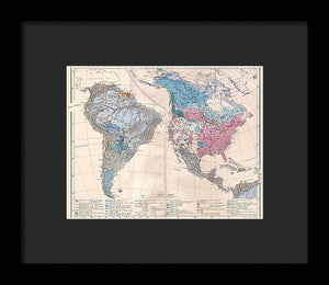 Old Ethnic Map Of The Americas 1880 - Framed Print