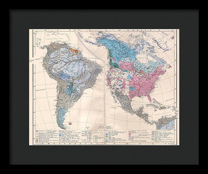 Old Ethnic Map Of The Americas 1880 - Framed Print