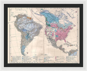 Old Ethnic Map Of The Americas 1880 - Framed Print