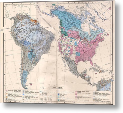 Ethnic Map Of The Americas 1880 - Metal Print