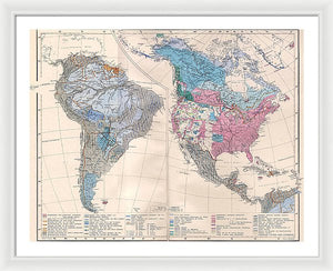 Old Ethnic Map Of The Americas 1880 - Framed Print