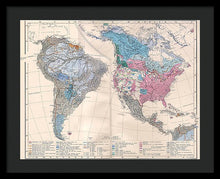 Load image into Gallery viewer, Old Ethnic Map Of The Americas 1880 - Framed Print