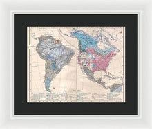 Load image into Gallery viewer, Old Ethnic Map Of The Americas 1880 - Framed Print