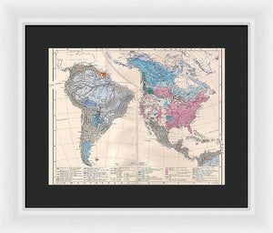 Old Ethnic Map Of The Americas 1880 - Framed Print