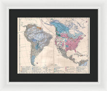 Load image into Gallery viewer, Old Ethnic Map Of The Americas 1880 - Framed Print