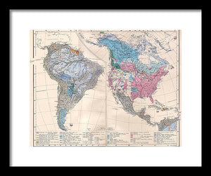 Old Ethnic Map Of The Americas 1880 - Framed Print