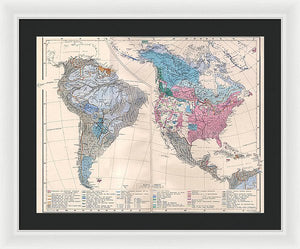 Old Ethnic Map Of The Americas 1880 - Framed Print