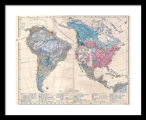 Old Ethnic Map Of The Americas 1880 - Framed Print