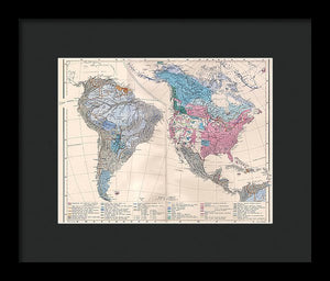 Old Ethnic Map Of The Americas 1880 - Framed Print