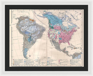 Old Ethnic Map Of The Americas 1880 - Framed Print