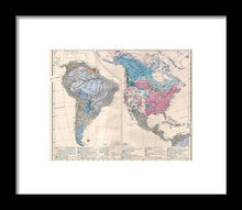 Load image into Gallery viewer, Old Ethnic Map Of The Americas 1880 - Framed Print