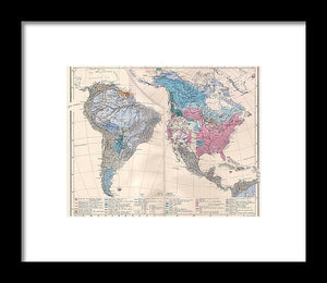 Old Ethnic Map Of The Americas 1880 - Framed Print