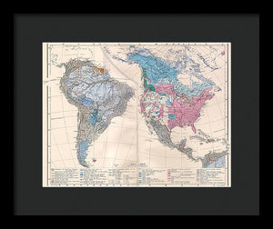 Old Ethnic Map Of The Americas 1880 - Framed Print