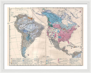 Old Ethnic Map Of The Americas 1880 - Framed Print