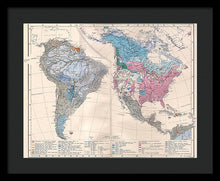 Load image into Gallery viewer, Old Ethnic Map Of The Americas 1880 - Framed Print