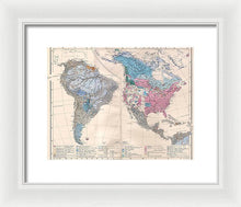 Load image into Gallery viewer, Old Ethnic Map Of The Americas 1880 - Framed Print