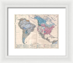 Old Ethnic Map Of The Americas 1880 - Framed Print