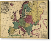 Load image into Gallery viewer, Old Map Of Europe Circa 1700&#39;s - Canvas Print