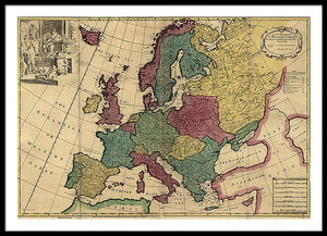 Old Map Of Europe Circa 1700's - Framed Print