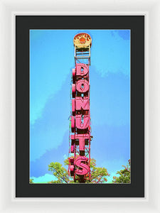 Giant Donuts Sign - Framed Print