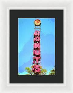 Giant Donuts Sign - Framed Print