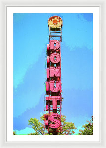 Giant Donuts Sign - Framed Print