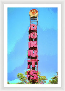 Giant Donuts Sign - Framed Print