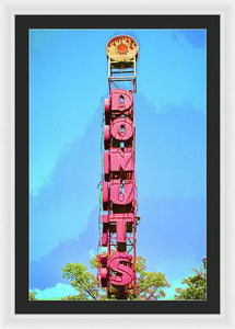 Giant Donuts Sign - Framed Print