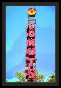 Giant Donuts Sign - Framed Print