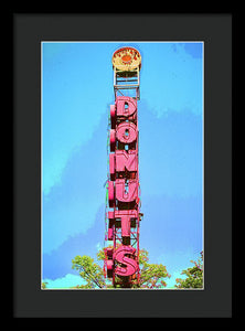 Giant Donuts Sign - Framed Print