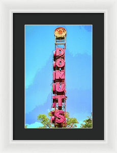 Giant Donuts Sign - Framed Print