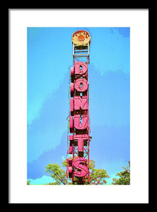 Giant Donuts Sign - Framed Print