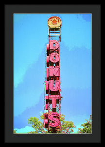 Giant Donuts Sign - Framed Print