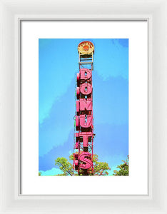 Giant Donuts Sign - Framed Print